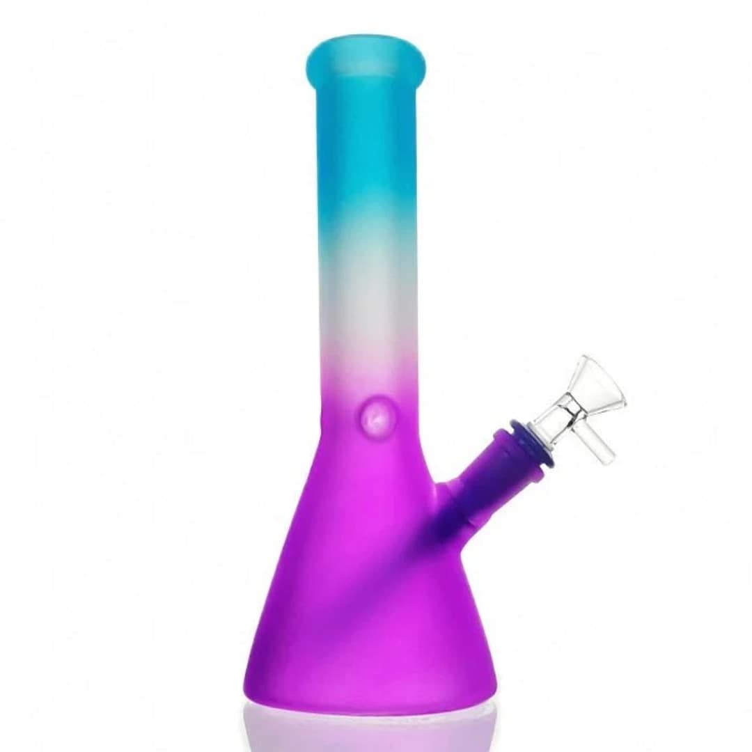 Colorful Frosted Beaker Bong blue white purple