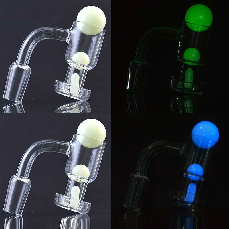 Product Introduction-VAPORBA Terp Slurper Quartz Banger with Marble Set 6 Terp Slurper Quartz Banger light green two Luminous